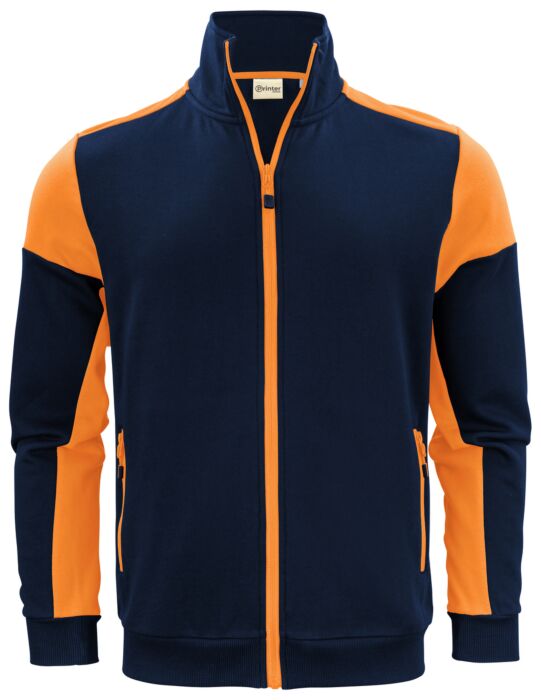 Printer Prime Sweater Volledige Rits Heren Marine/Neonoranje