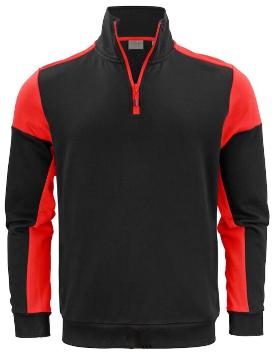 Printer Prime Sweater Halve Rits Zwart/Rood