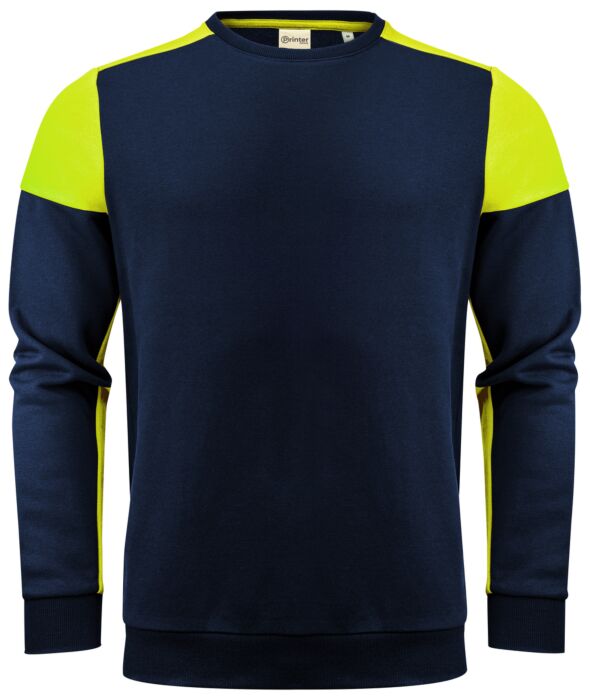 Printer Prime Crewneck Sweater Marine/Neongeel