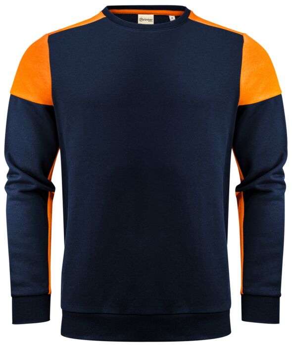Printer Prime Crewneck Sweater Marine/Neonoranje