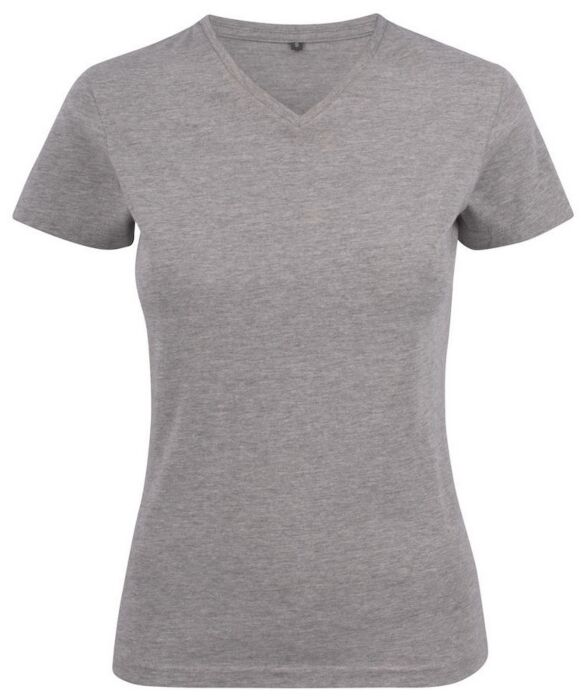 Printer Heavy V-Neck T-Shirt Dames Grijs Mêlée