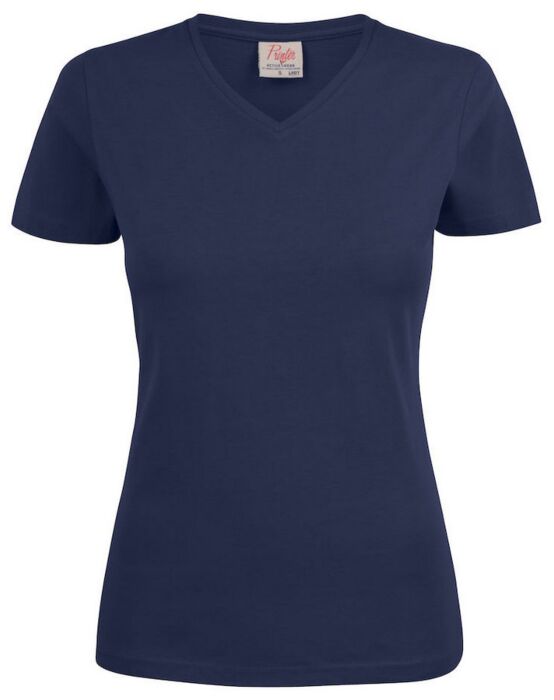 Printer Heavy V-Neck T-Shirt Dames Marine