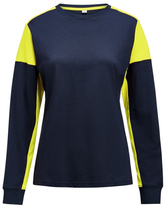 Printer Prime T-Shirt Long Sleeve T-Shirt Dames Marine/Neongeel