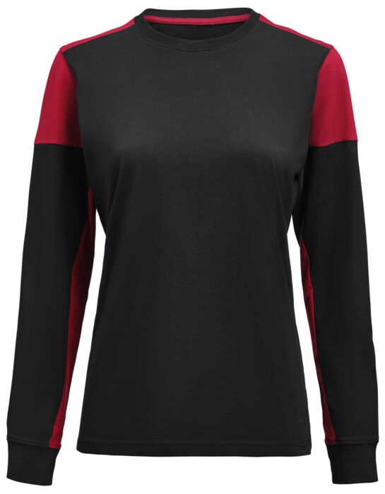 Printer Prime T-Shirt Long Sleeve T-Shirt Dames Zwart/Rood