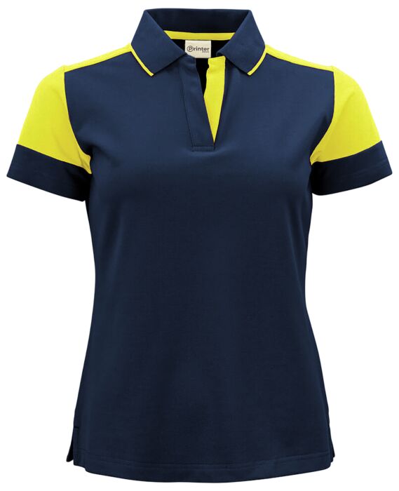 Printer Prime Polo Dames Marine/Neongeel