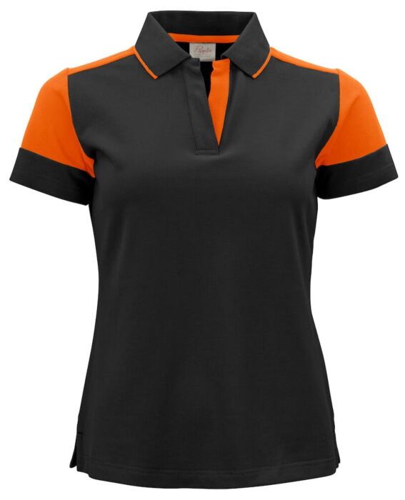 Printer Prime Polo Dames Zwart/Oranje