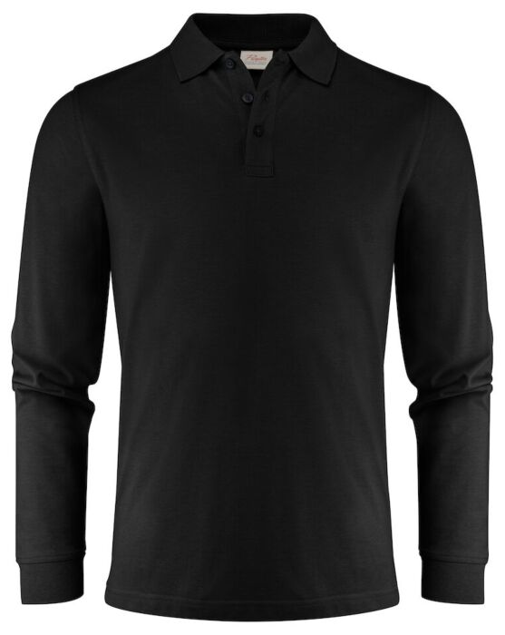 Printer Surf Pro L/S Polo Pique Heren Zwart