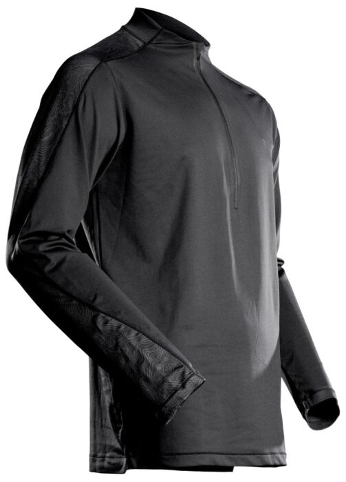 Mascot 22681-618 T-shirt, lange mouwen korte rits Zwart