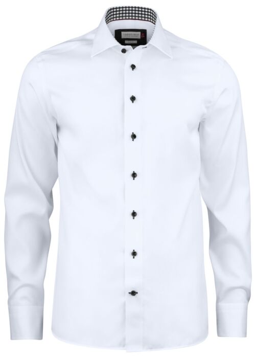 J.Harvest & Frost Rb20 Twill Hemd Slim Fit Heren Wit/Zwart