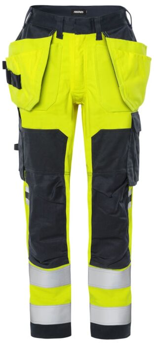 Fristads Flamestat hogezichtbaarheids dameswerkbroek stretch klasse 2 2164 ATHF Hi-Vis Geel/Marineblauw