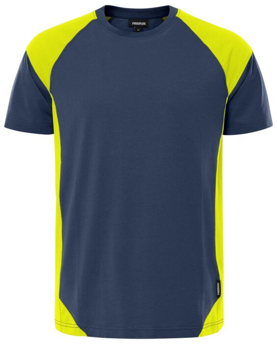 Fristads Heavy T-shirt 7046 GTM Marineblauw/Hi-Vis Geel
