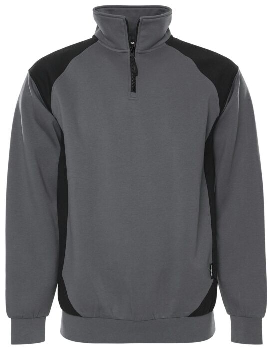 Fristads Sweater met korte rits 7048 GSM Grijs/Zwart