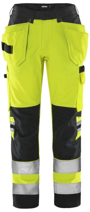 Fristads High vis dameswerkbroek klasse 2 2671 GPLU Hi-Vis Geel/Zwart
