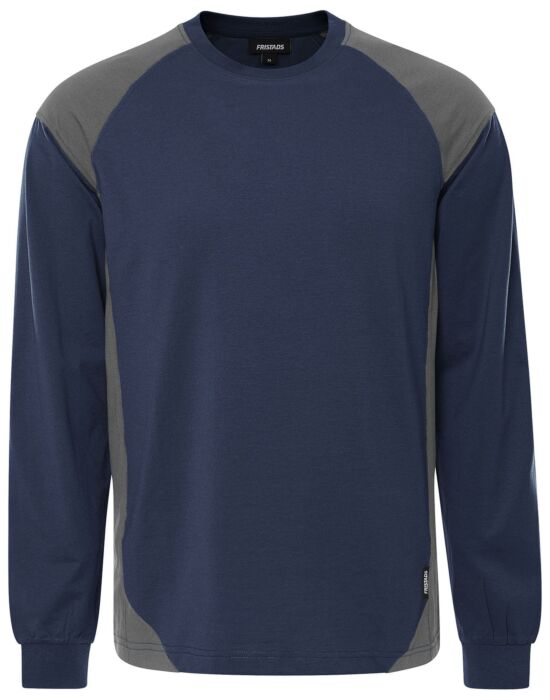 Fristads Heavy T-shirt lange mouw 7071 GTM Marineblauw/Grijs