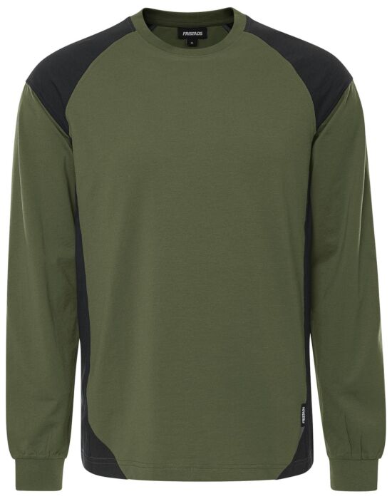 Fristads Heavy T-shirt lange mouw 7071 GTM Legergroen/Zwart