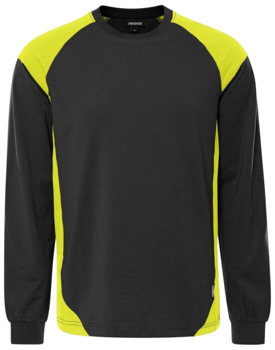 Fristads Heavy T-shirt lange mouw 7071 GTM Zwart/Hi-Vis Geel