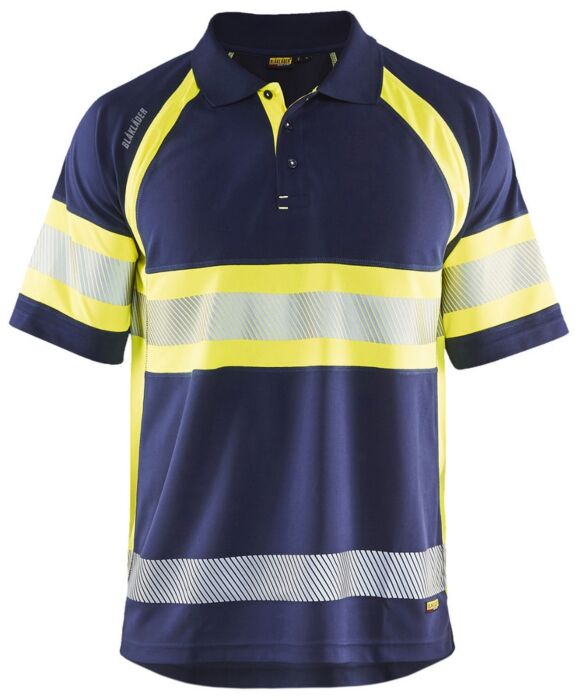 Blåkläder 3338-1051 UV-Poloshirt High Vis Klasse 1 Marine/High Vis Geel