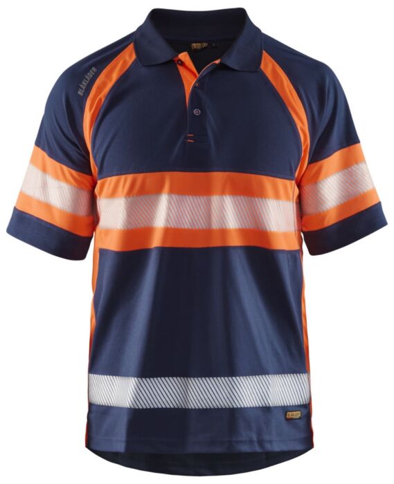 Blåkläder 3338-1051 UV-Poloshirt High Vis Klasse 1 Marineblauw/Oranje