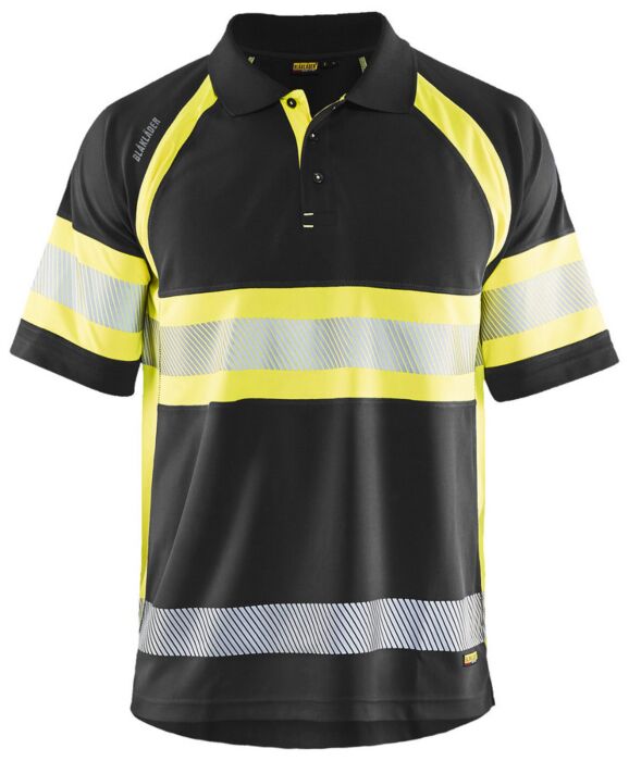 Blåkläder 3338-1051 UV-Poloshirt High Vis Klasse 1 Zwart/High Vis Geel