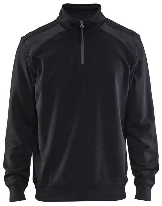 Blåkläder 3353-1158 Sweatshirt bi-colour met halve rits Zwart/Medium grijs