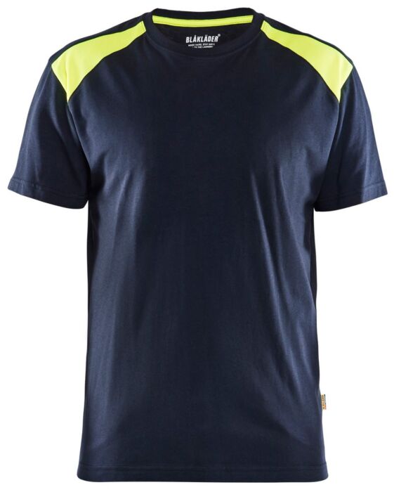 Blåkläder 3379-1042 T-shirt bi-colour Donker marineblauw/High Vis Geel