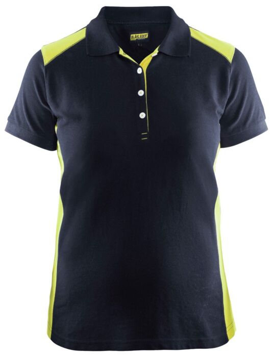 Blåkläder 3390-1050 Dames poloshirt Donker marineblauw/High Vis Geel