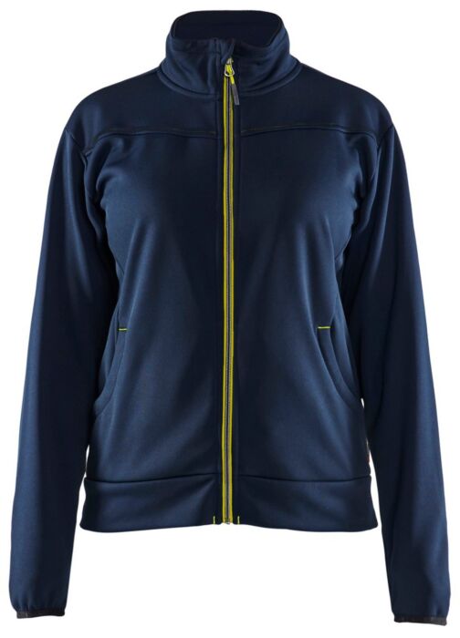 Blåkläder 3394-2526 Dames service sweatshirt met rits Donker marineblauw/High Vis Geel