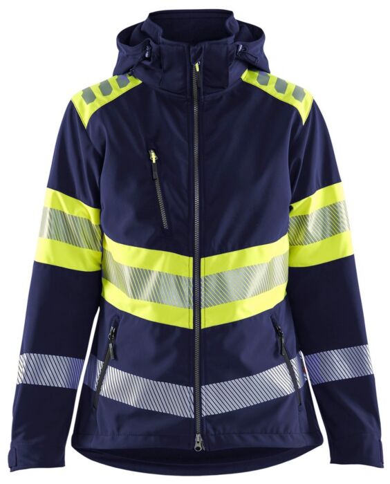 Blåkläder 4404-2513 Dames Softshell Jack High Vis Marine/High Vis Geel