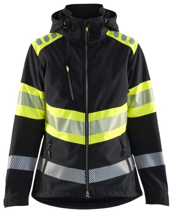 Blåkläder 4404-2513 Dames Softshell Jack High Vis Zwart/High Vis Geel