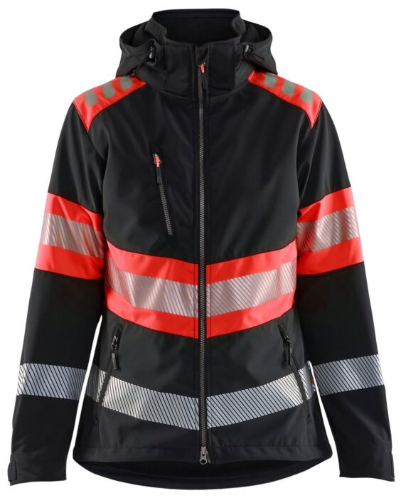 Blåkläder 4404-2513 Dames Softshell Jack High Vis Zwart/High Vis Rood