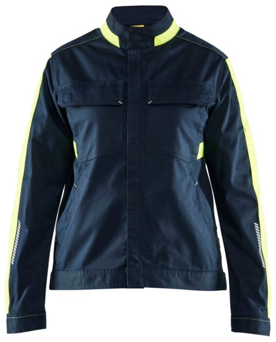 Blåkläder 4443-1832 Dames Industrie jack stretch Donker marineblauw/High Vis Geel
