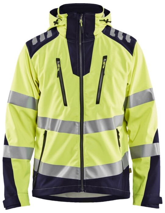 Blåkläder 4491-2513 Softshell jack High Vis High Vis Geel/Marineblauw