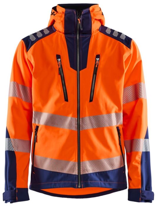 Blåkläder 4491-2513 Softshell jack High Vis High Vis Oranje/Marineblauw