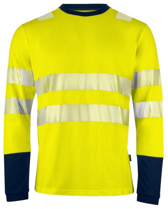 Projob 6014 Signalisatiet-Shirt Lange Mouwen En Iso 20471 Klasse 3 Heren Geel/Marine