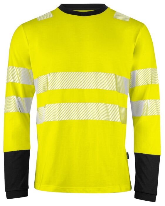 Projob 6014 Signalisatiet-Shirt Lange Mouwen En Iso 20471 Klasse 3 Heren Geel/Zwart