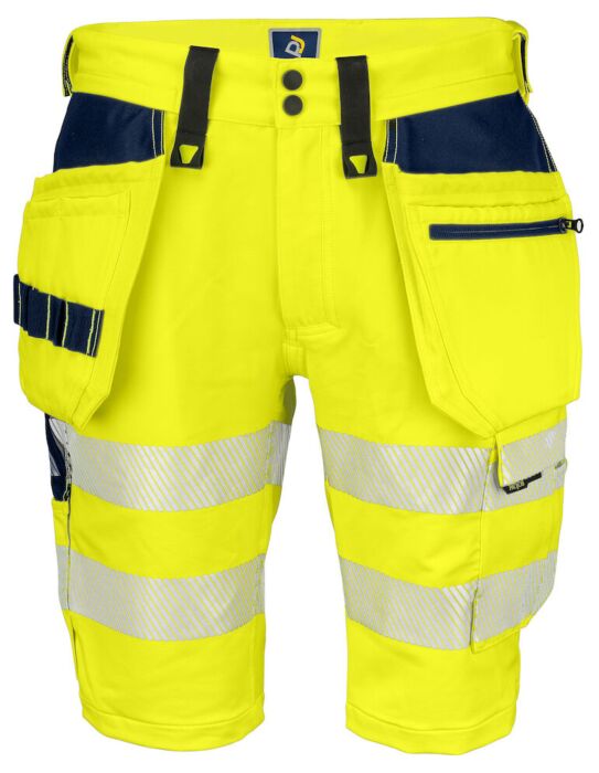 Projob 6575 Signalisatie Stretchshort Met Spijkerzakken En Iso 20471 Klasse 2/1 Heren Geel/Marine