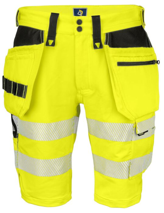 Projob 6575 Signalisatie Stretchshort Met Spijkerzakken En Iso 20471 Klasse 2/1 Heren Geel/Zwart
