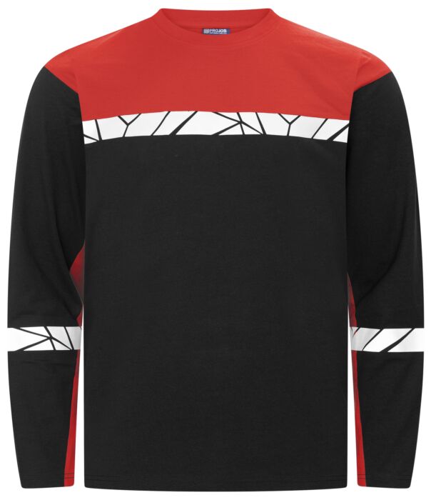 Projob 7002 T-Shirt Lange Mouwen Heren Zwart/Rood