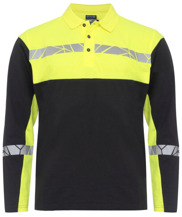 Projob 7004 Polo Lange Mouwen Heren Zwart/Geel