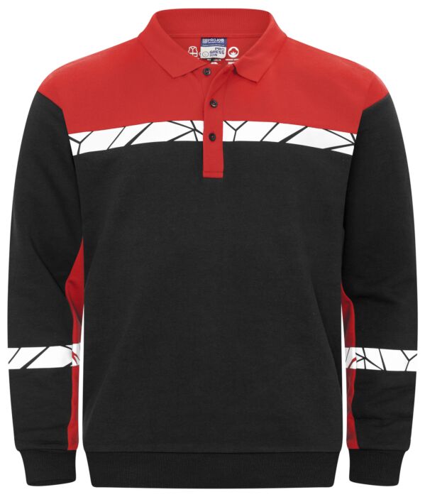 Projob 7100 Polosweater Heren Zwart/Rood