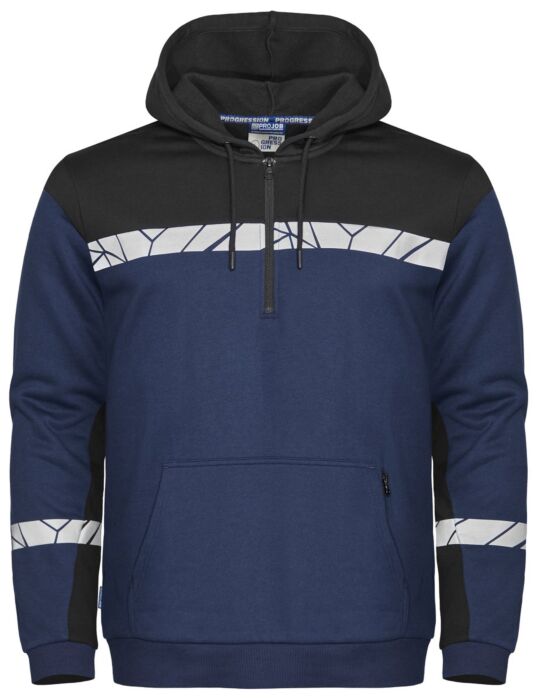 Projob 7104 Hoodie Met Halve Ritssluiting Heren Marine/Zwart