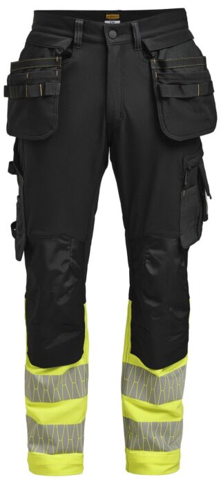 Jobman 2372 Hi-Vis Women'S Craftsman Trousers Stretch Hp Dames Zwart/Geel