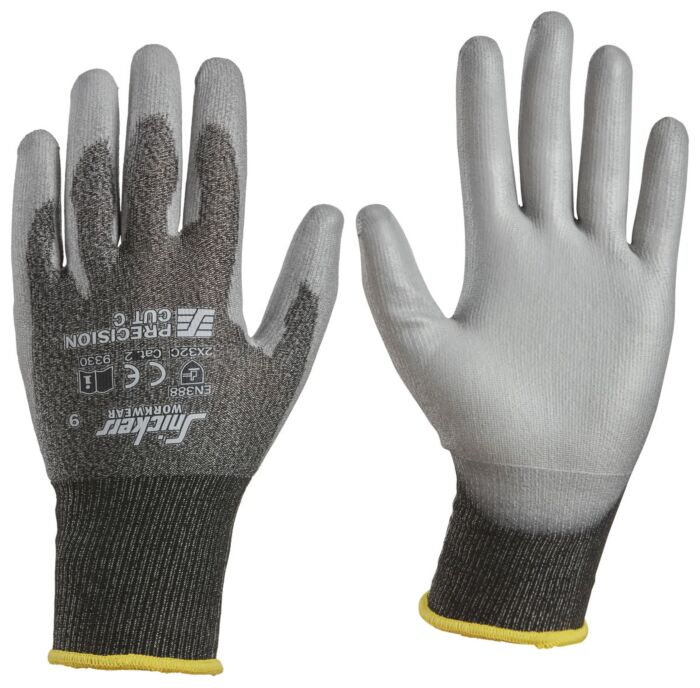 Snickers 9330 Precision Cut C Gloves Zwart melange/Steengrijs