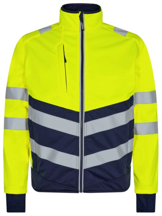 F. Engel 1150-237 Safety Softshell Jacket Yellow/Blue Ink