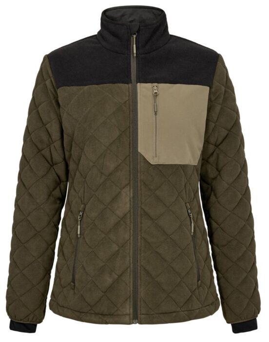 Engel 1336-143 Entire gewatteerd fleecejack voor dames Bosgroen/Zwart