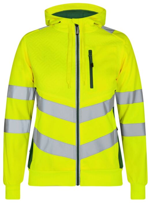 F. Engel 8027-241 Safety Ladies Sweat Cardigan Yellow/Green