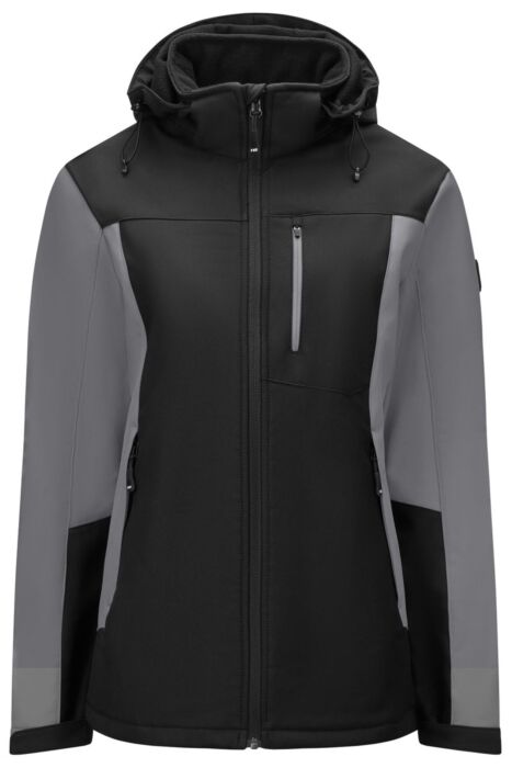 FHB Julia Softshell-Jack Dames Grijs-Zwart