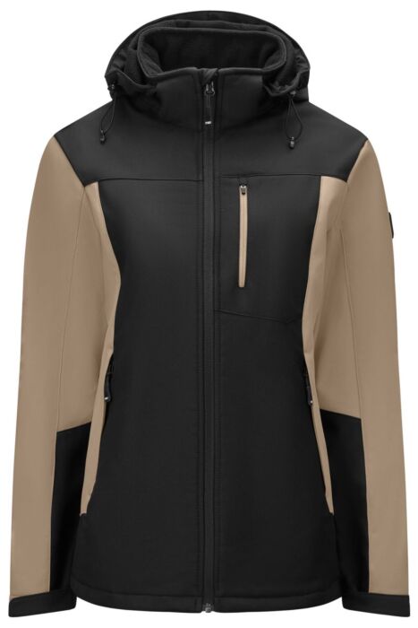 FHB Julia Softshell-Jack Dames Beige-Zwart