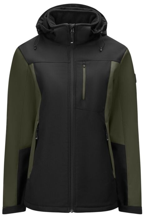 FHB Julia Softshell-Jack Dames Olijf-Zwart