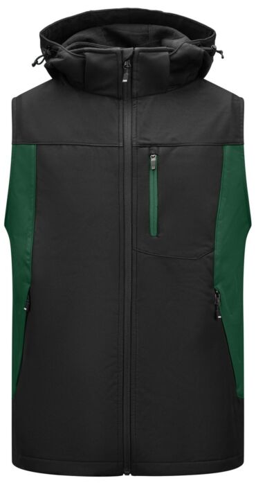 FHB Justus Softshell-Gilet Groen-Zwart